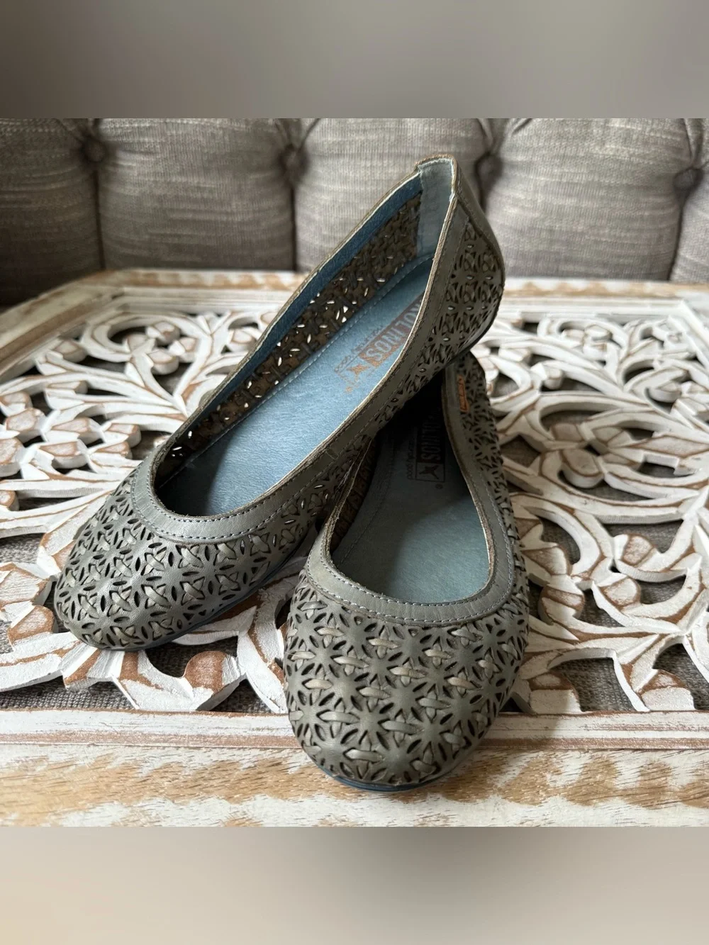 PIKOLINOS Laser-Cut Leather Ballet Flats Shoes Women’s 38 8